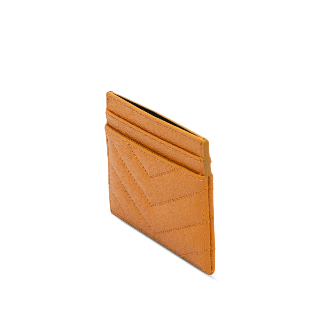 Saint Laurent Chevron Grain de Poudre Cassandre Porte-cartes Jaune