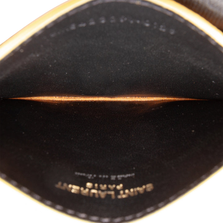 Saint Laurent Chevron Grain de Poudre Cassandre Porte-cartes Jaune