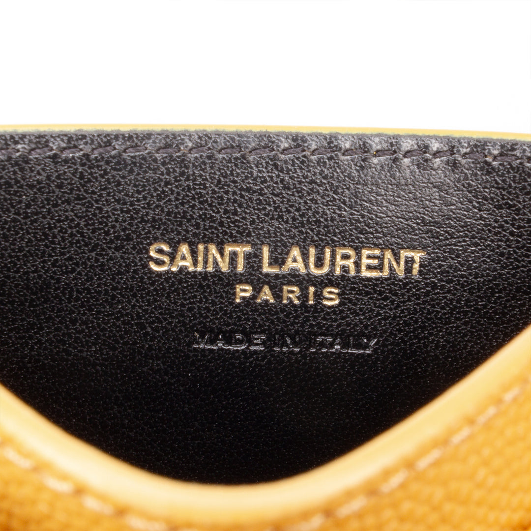 Saint Laurent Chevron Grain de Poudre Cassandre Porte-cartes Jaune