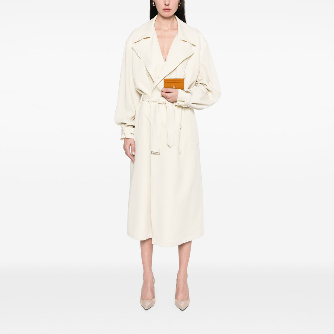 Saint Laurent Chevron Grain de Poudre Cassandre Porte-cartes Jaune