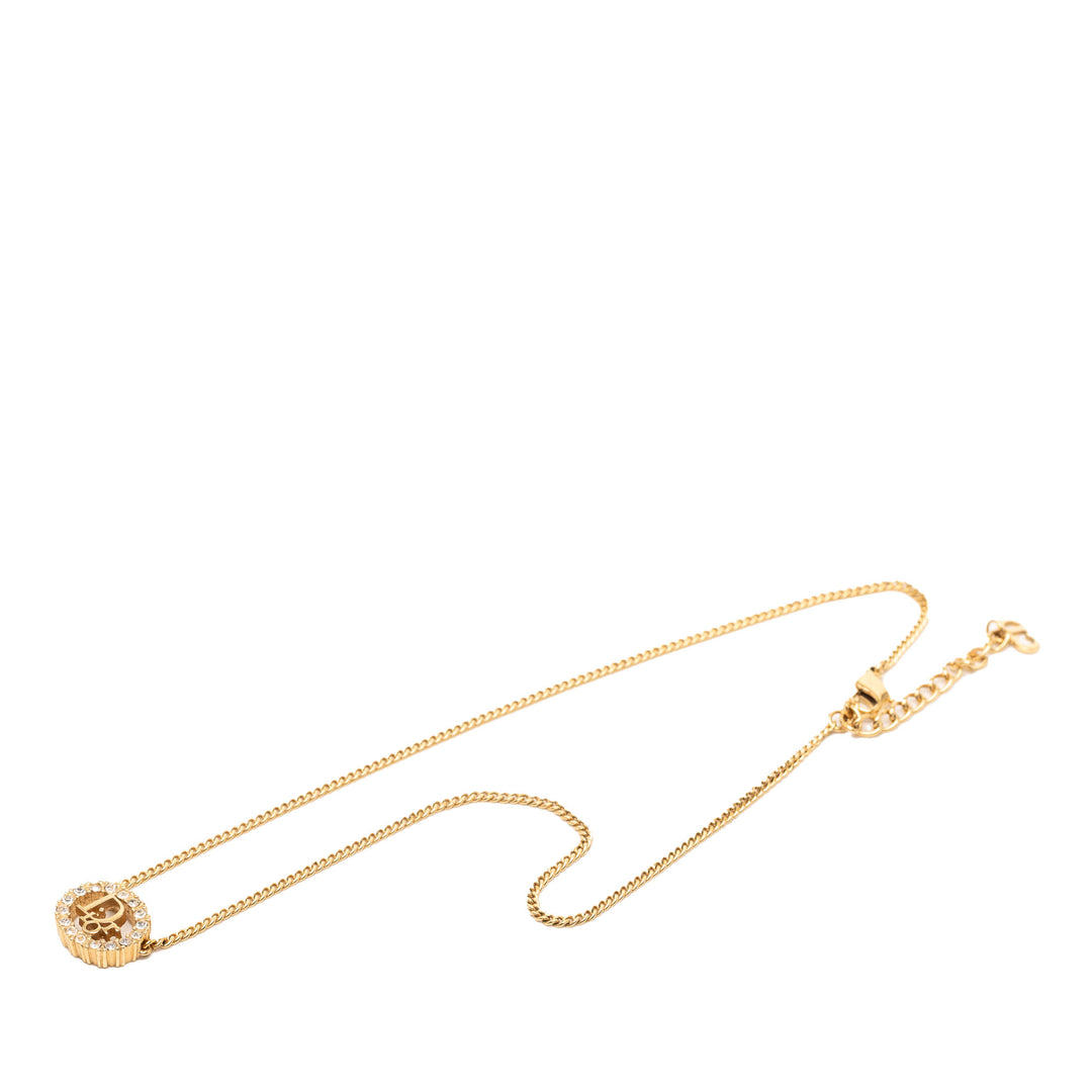 Dior plaqué Strass CD Logo Pendant Collier