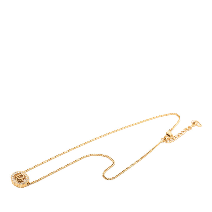 Dior plaqué Strass CD Logo Pendant Collier