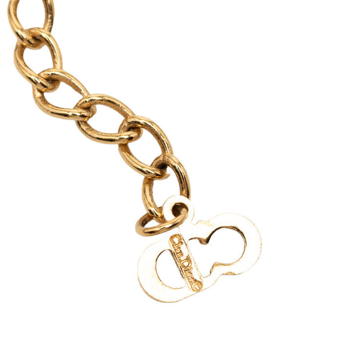 Dior plaqué Strass CD Logo Pendant Collier