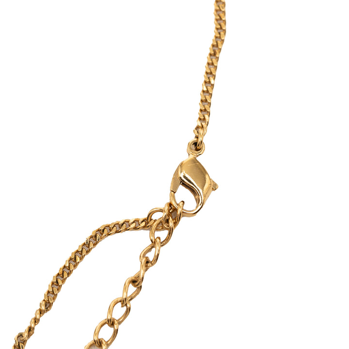 Dior plaqué Strass CD Logo Pendant Collier