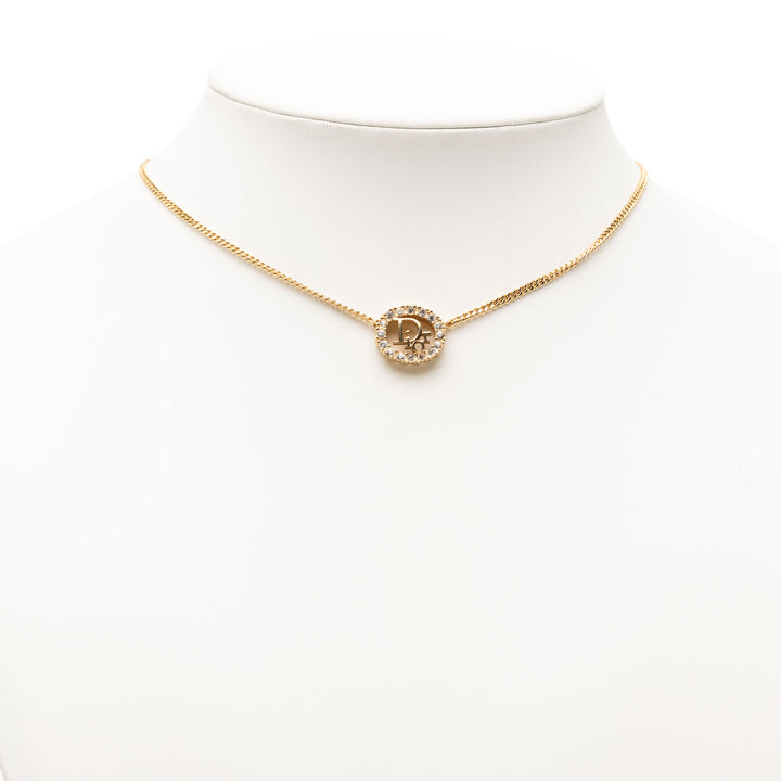 Dior plaqué Strass CD Logo Pendant Collier