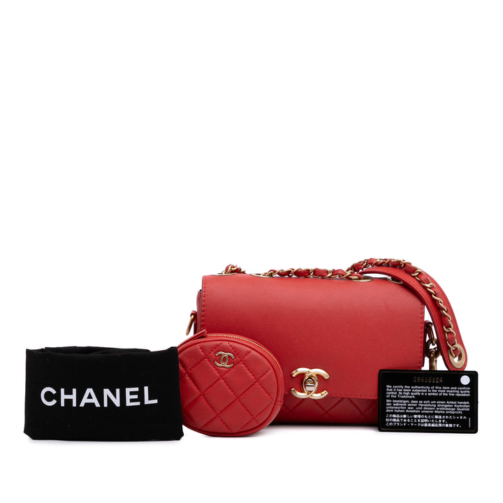 Quilted Calfskin Multi Pouching Flap Red - Gaby Paris