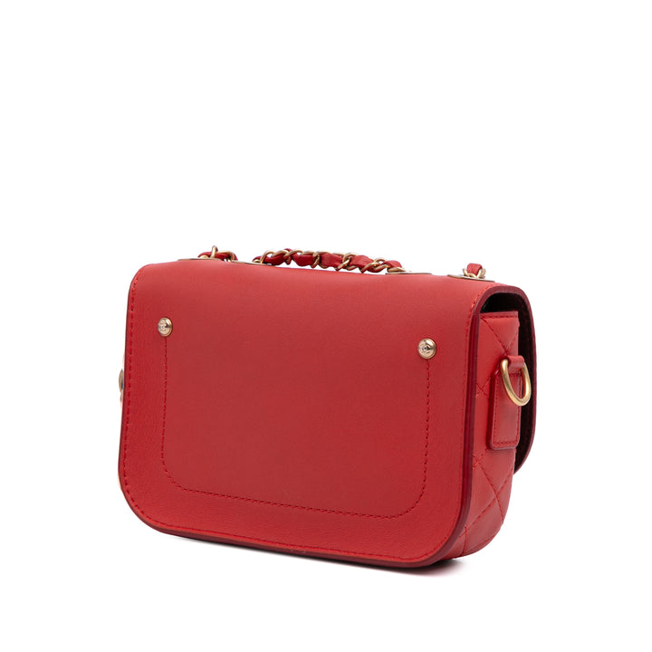 Quilted Calfskin Multi Pouching Flap Red - Gaby Paris