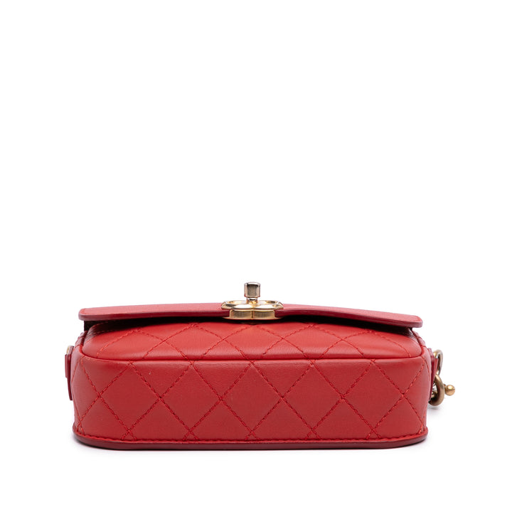 Quilted Calfskin Multi Pouching Flap Red - Gaby Paris
