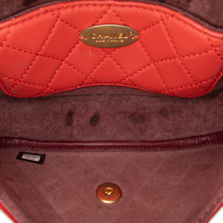 Quilted Calfskin Multi Pouching Flap Red - Gaby Paris