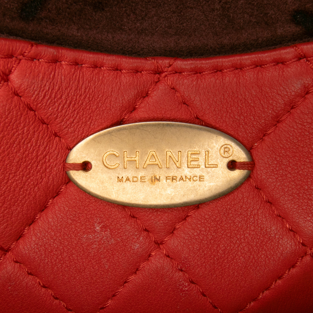 Quilted Calfskin Multi Pouching Flap Red - Gaby Paris