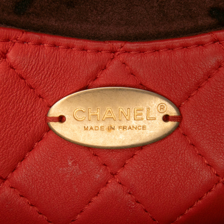 Quilted Calfskin Multi Pouching Flap Red - Gaby Paris