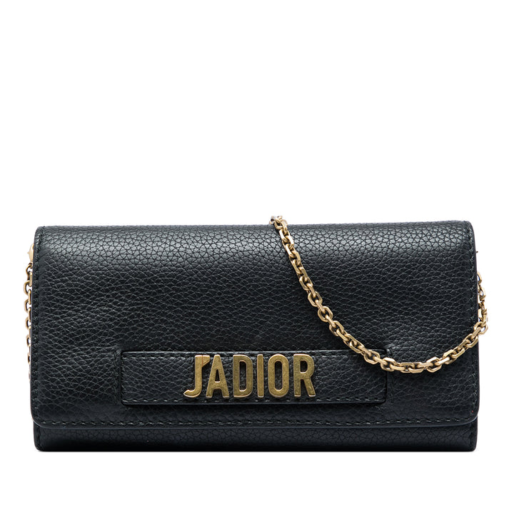 Dior JAdior Wallet on Chain Cuir de veau Noir – vue principale – GABY PARIS
