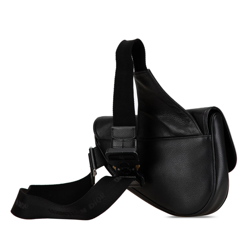 Shawn Stussy Grained Calfskin Saddle Bag Black - Gaby Paris