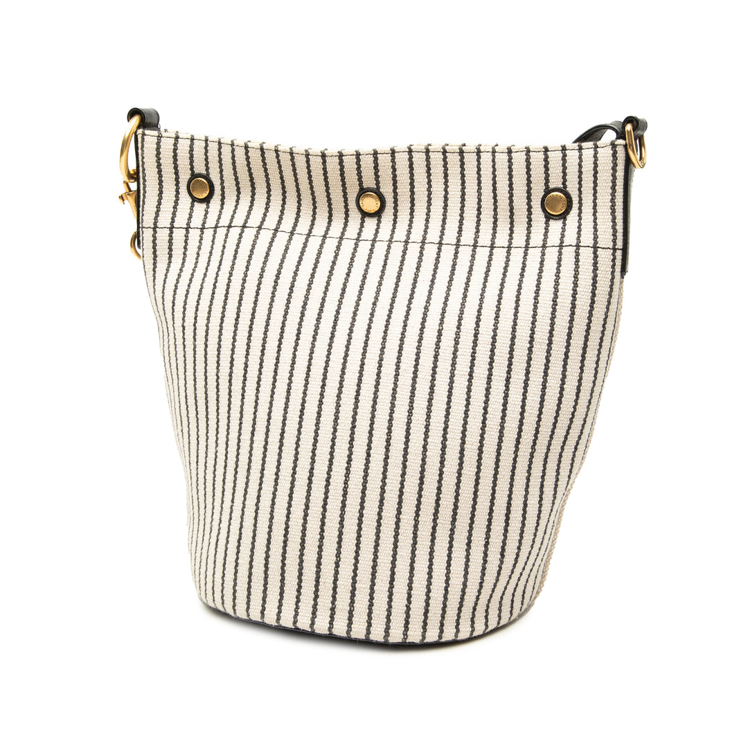 Saint Laurent Striped Toile Rive Gauche Bucket Sac