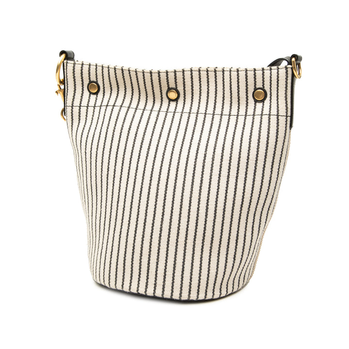 Saint Laurent Striped Toile Rive Gauche Bucket Sac