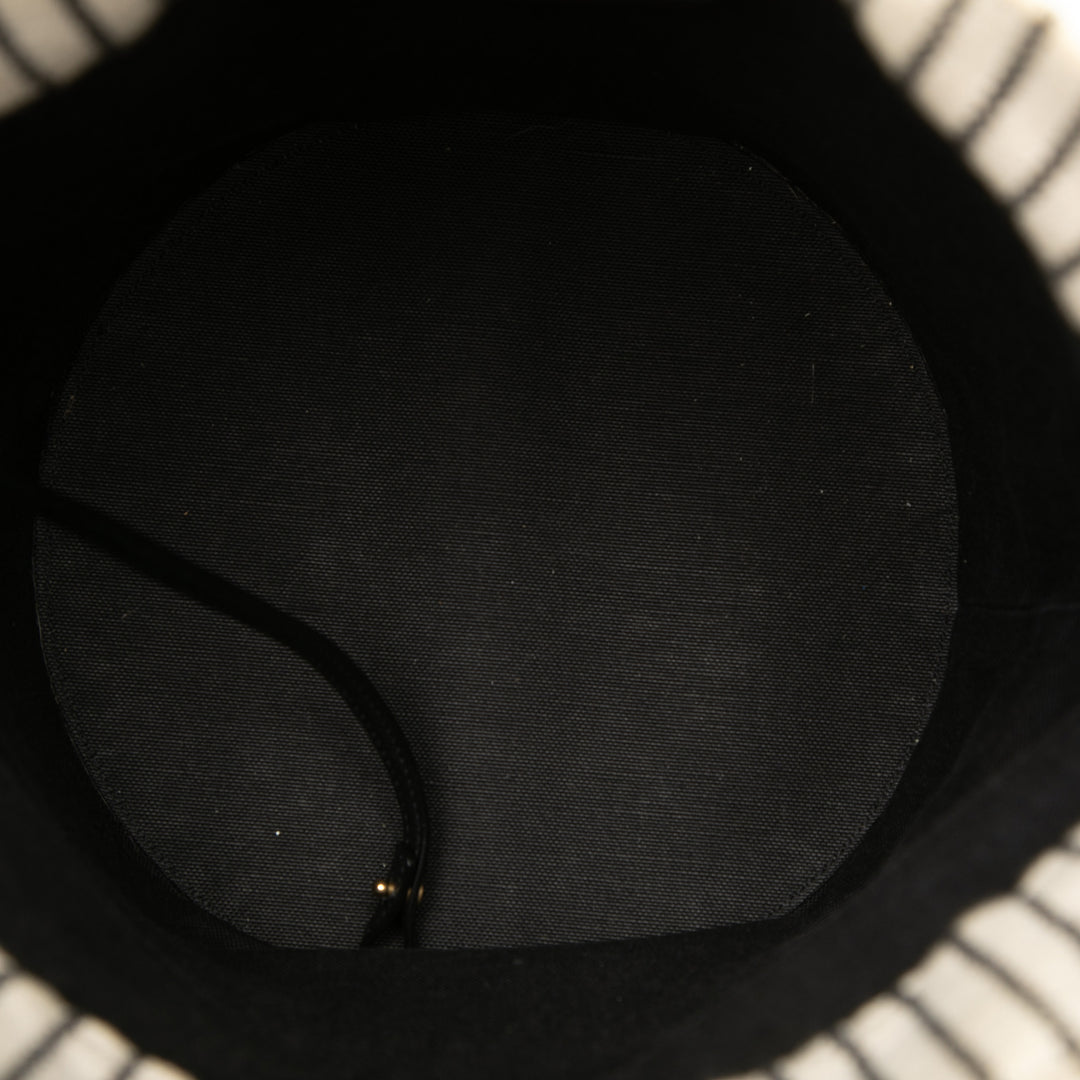Saint Laurent Striped Toile Rive Gauche Bucket Sac