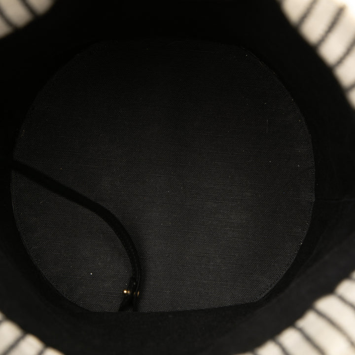 Saint Laurent Striped Toile Rive Gauche Bucket Sac