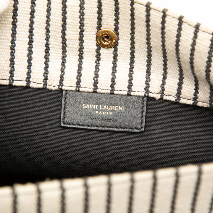 Saint Laurent Striped Toile Rive Gauche Bucket Sac
