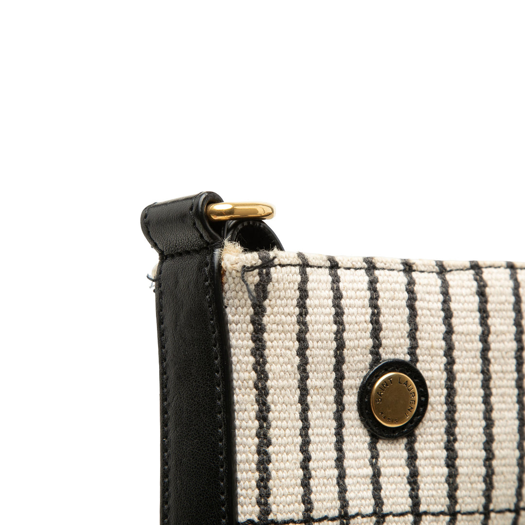 Saint Laurent Striped Toile Rive Gauche Bucket Sac