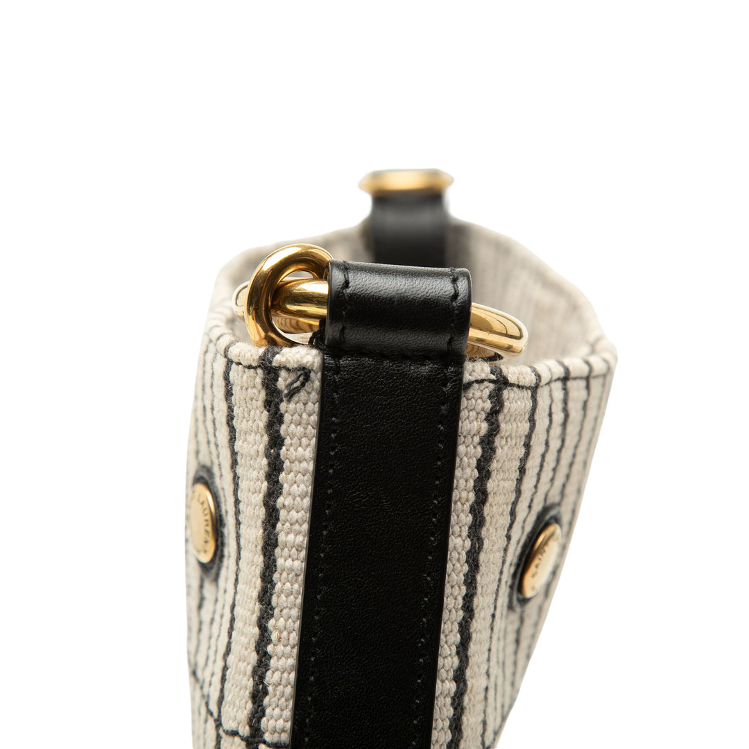 Saint Laurent Striped Toile Rive Gauche Bucket Sac