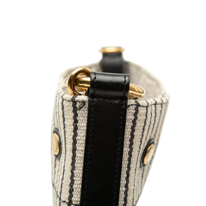 Saint Laurent Striped Toile Rive Gauche Bucket Sac