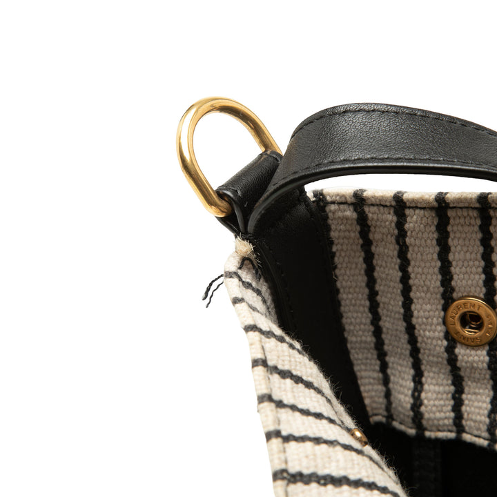 Saint Laurent Striped Toile Rive Gauche Bucket Sac