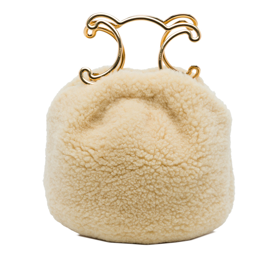 Celine Sac à main Shearling Triomphe structuré Matière naturelle Beige – vue principale – GABY PARIS