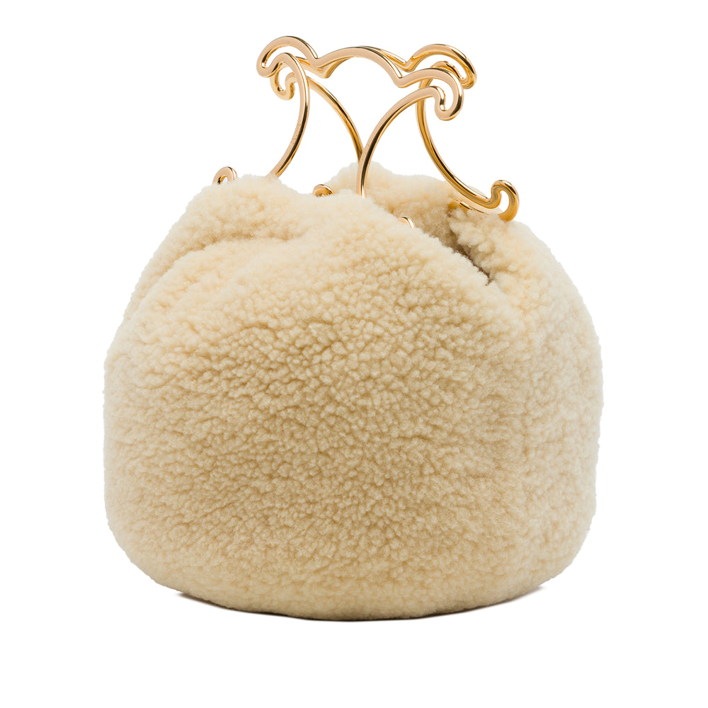 Celine Sac à main Shearling Triomphe structuré Matière naturelle Beige – vue 2 – GABY PARIS