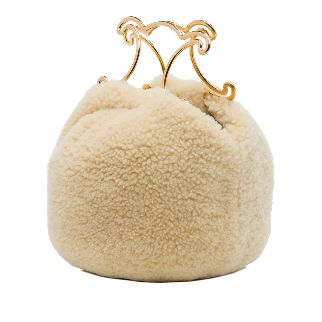 Celine Sac à main Shearling Triomphe structuré Matière naturelle Beige – vue 2 – GABY PARIS