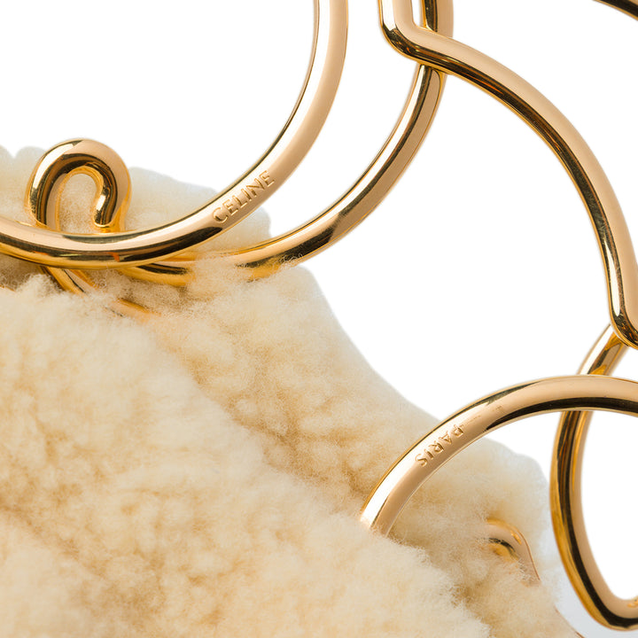 Celine Sac à main Shearling Triomphe structuré Matière naturelle Beige – vue 5 – GABY PARIS