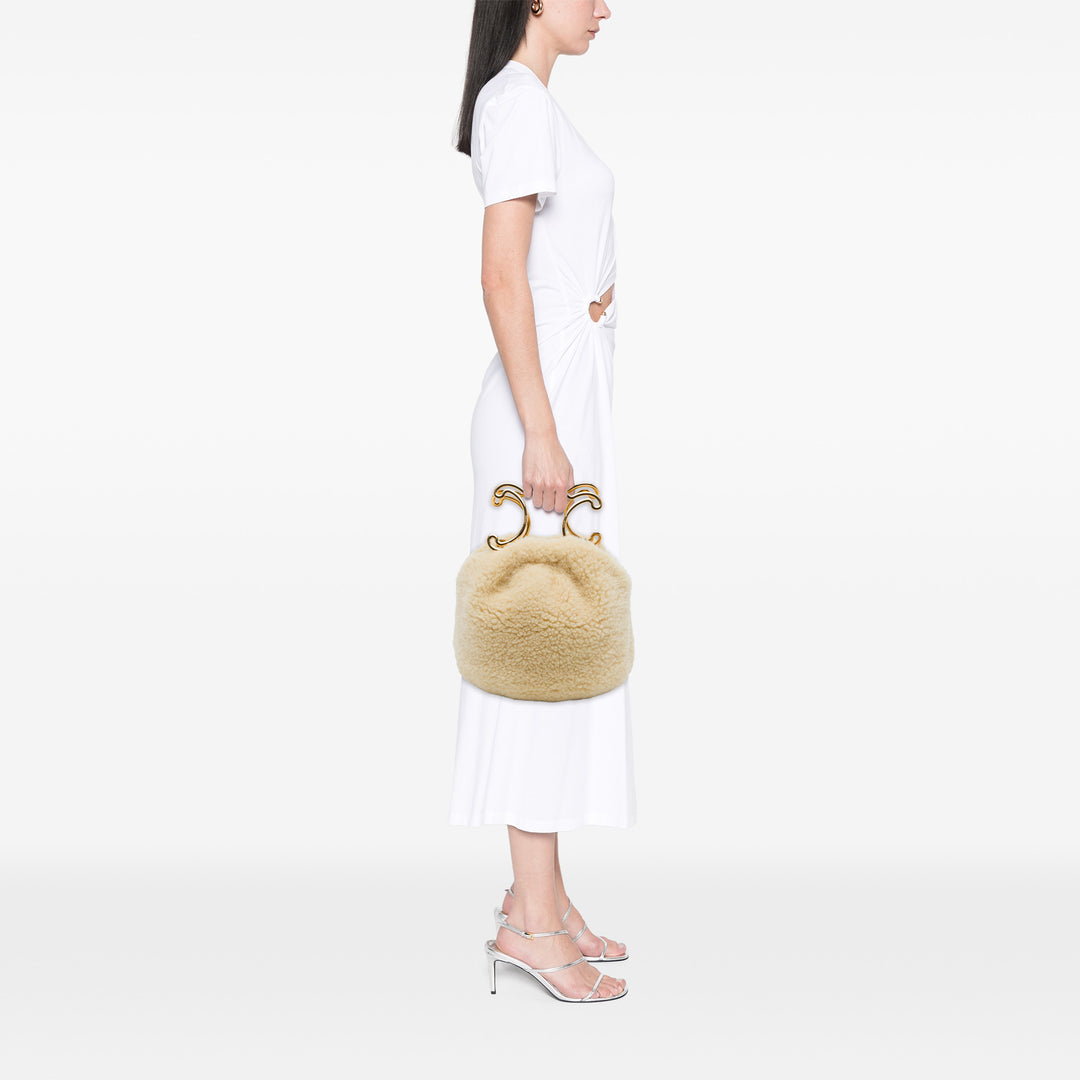 Celine Sac à main Shearling Triomphe structuré Matière naturelle Beige – vue 6 – GABY PARIS