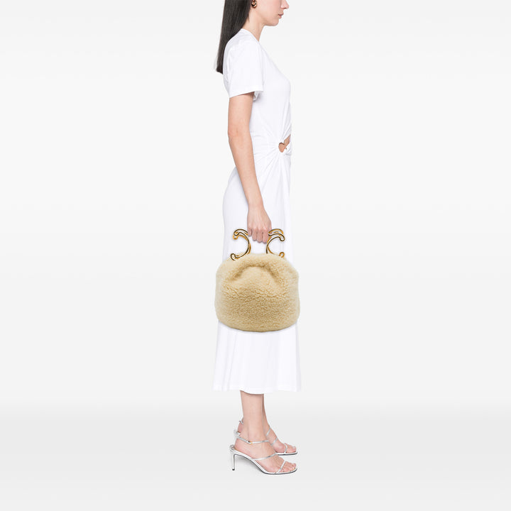 Celine Sac à main Shearling Triomphe structuré Matière naturelle Beige – vue 6 – GABY PARIS