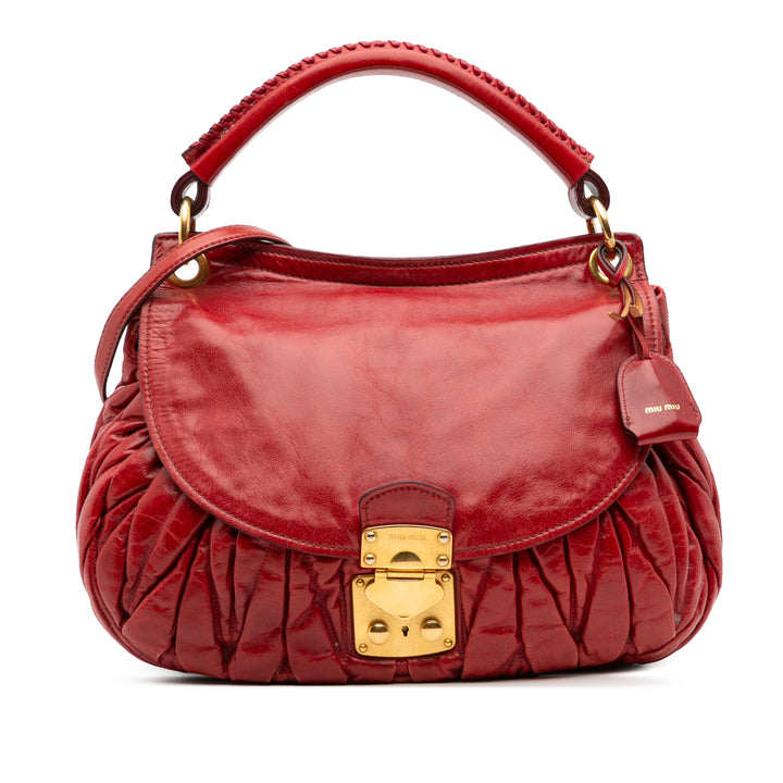 Miu Miu Matelasse Nappa Coffer Sac cartable Rouge