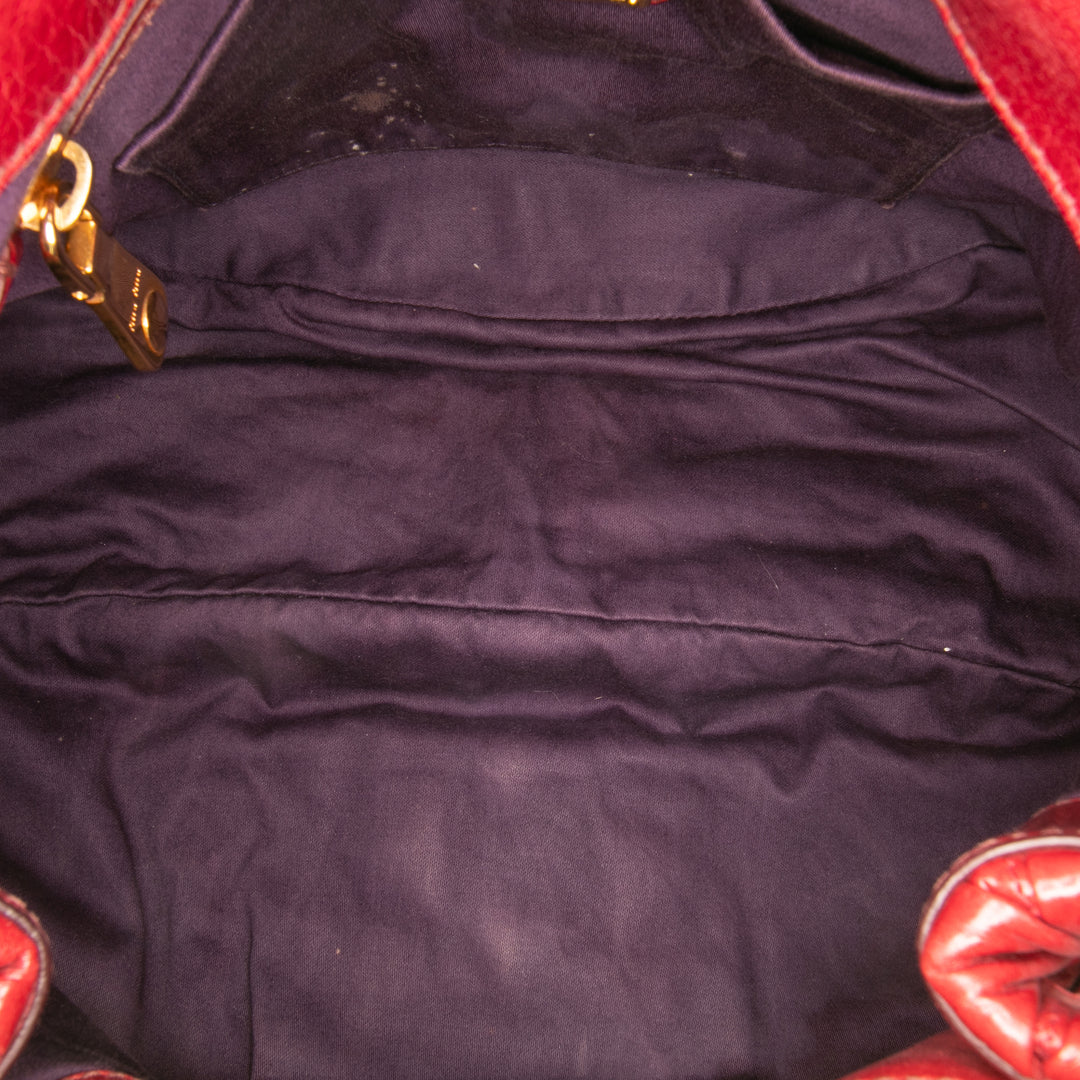 Miu Miu Matelasse Nappa Coffer Sac cartable Rouge