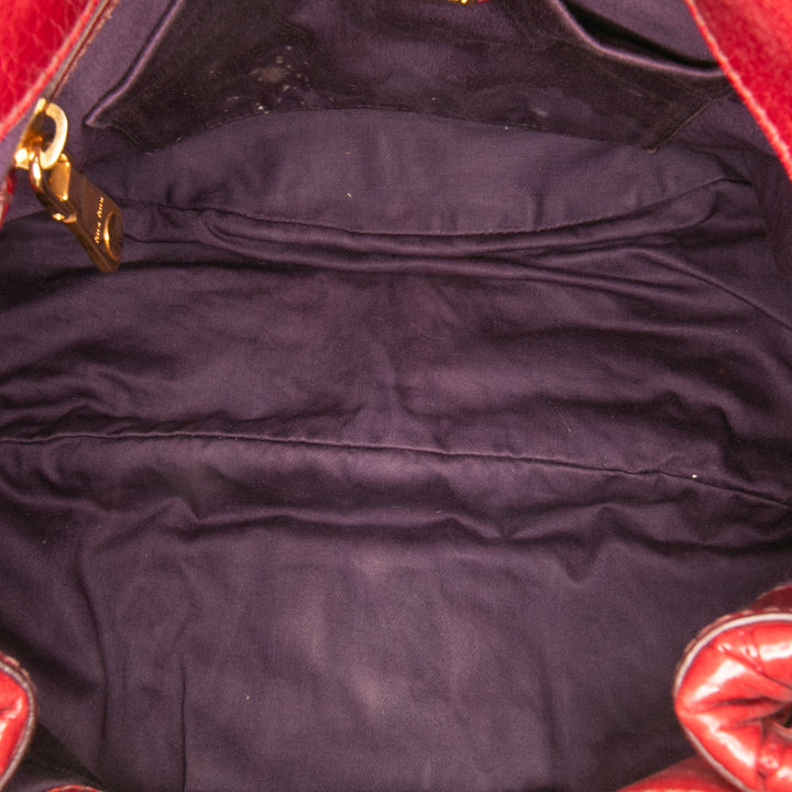 Miu Miu Matelasse Nappa Coffer Sac cartable Rouge