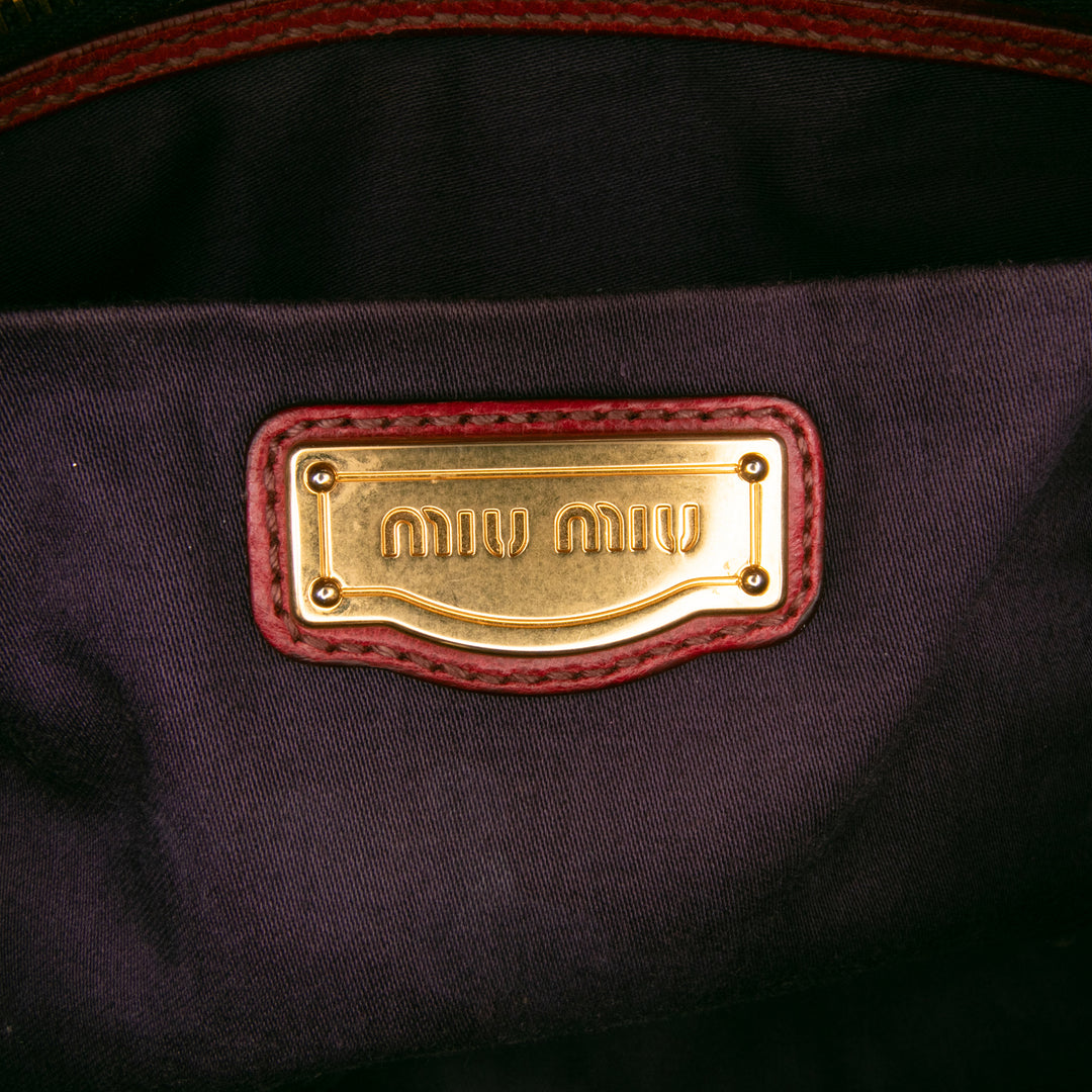 Miu Miu Matelasse Nappa Coffer Sac cartable Rouge