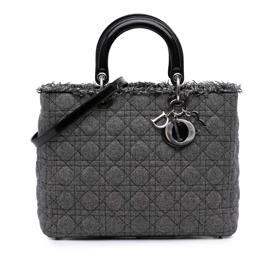 Large Tweed Cannage Lady Dior Gray - Gaby Paris