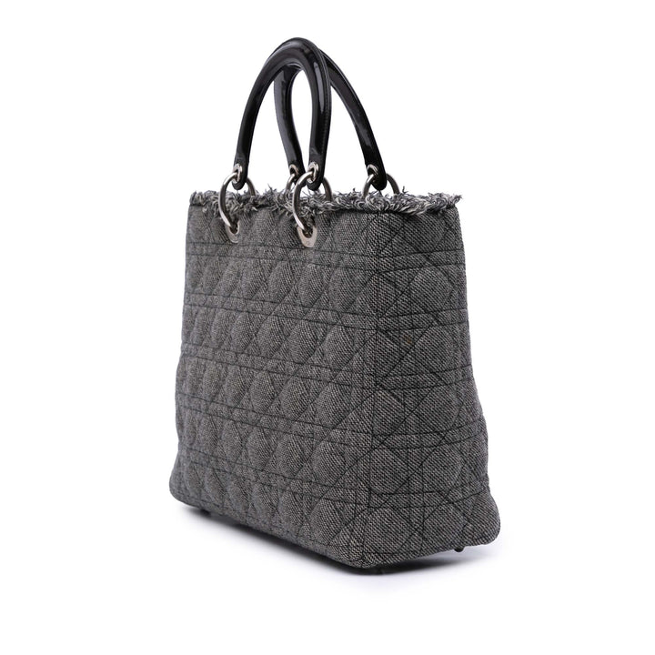 Large Tweed Cannage Lady Dior Gray - Gaby Paris