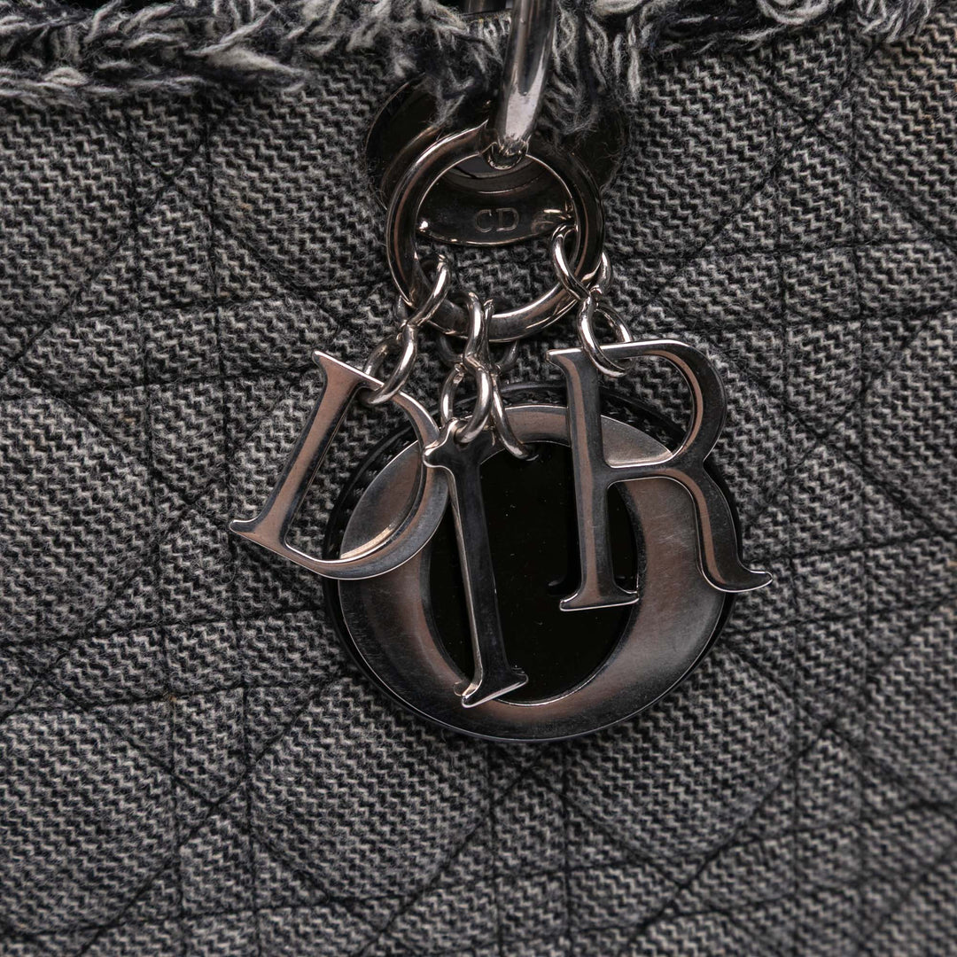 Large Tweed Cannage Lady Dior Gray - Gaby Paris