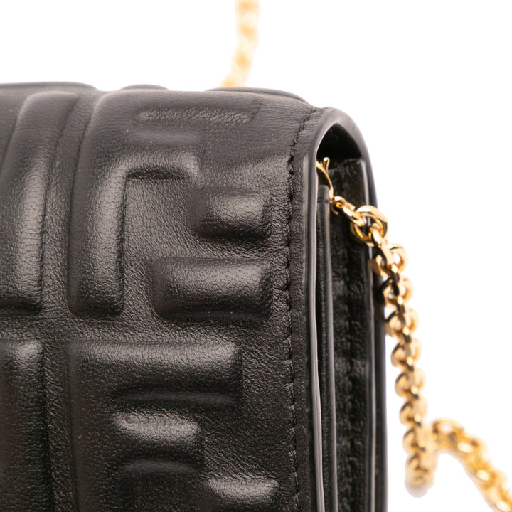 Fendi Zucca Embossed Leather Baguette Portefeuille On Chain Noir – GABY PARIS Authentique