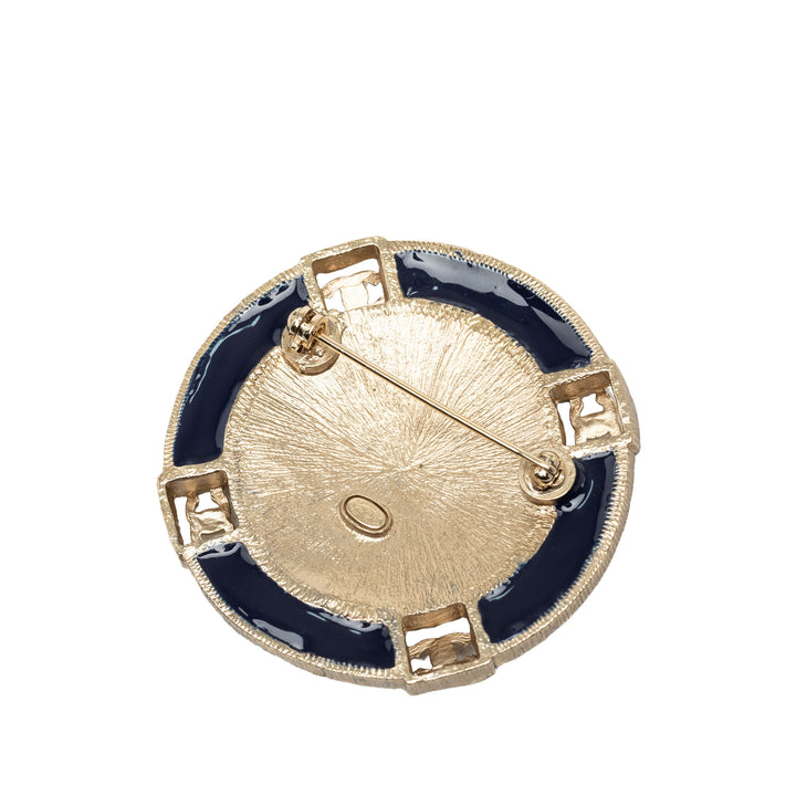 CC plaqué Resin et Perles fantaisie Rond Broche Doré