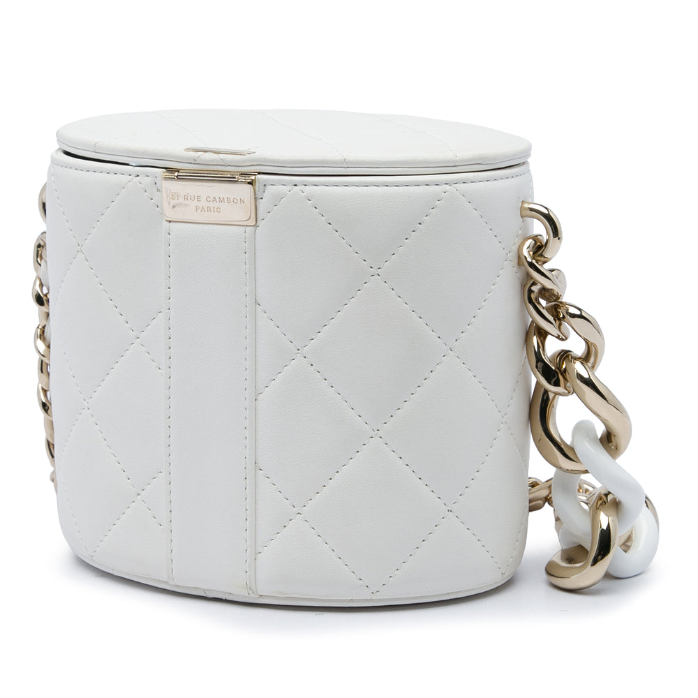 Chanel CC Elegant Chaîne Vanity Cuir d'agneau Blanc – vue 2 – GABY PARIS