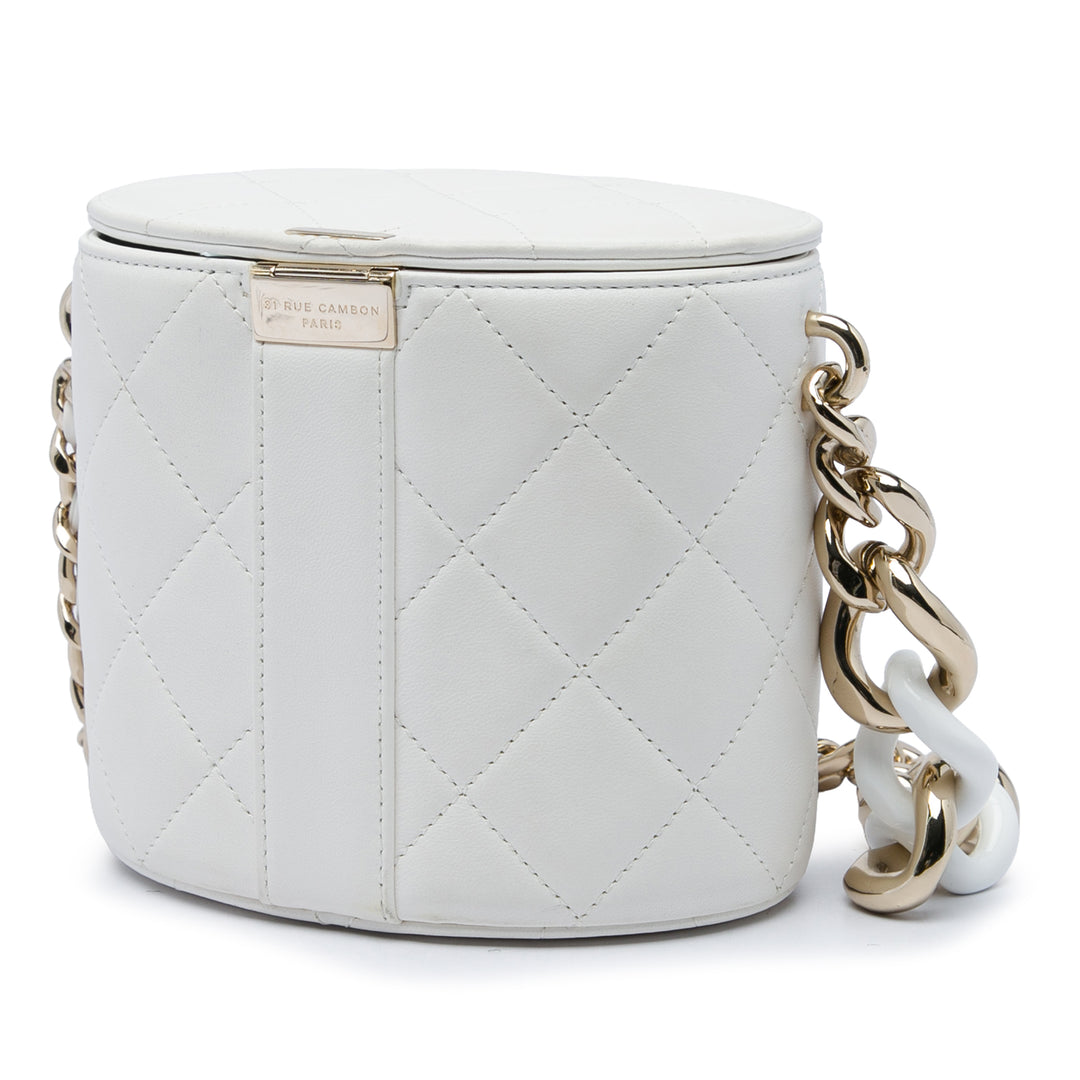 Chanel CC Elegant Chaîne Vanity Cuir d'agneau Blanc – vue 2 – GABY PARIS