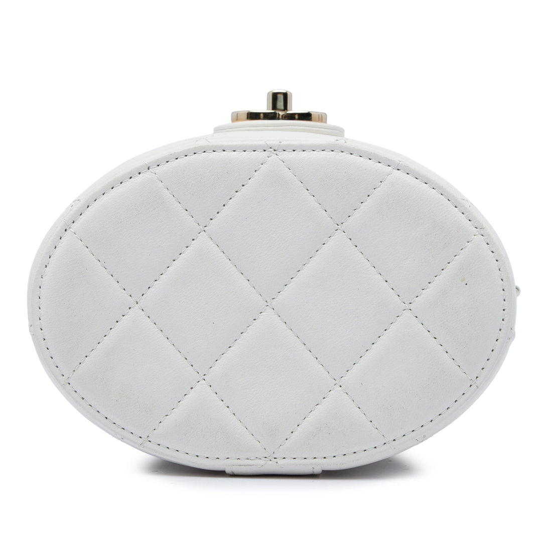 Chanel CC Elegant Chaîne Vanity Cuir d'agneau Blanc – vue 3 – GABY PARIS