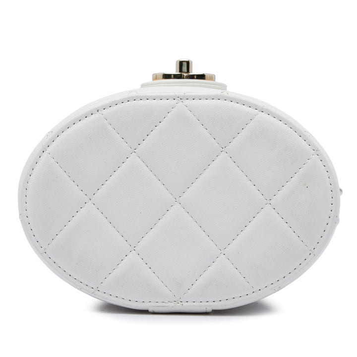 Chanel CC Elegant Chaîne Vanity Cuir d'agneau Blanc – vue 3 – GABY PARIS