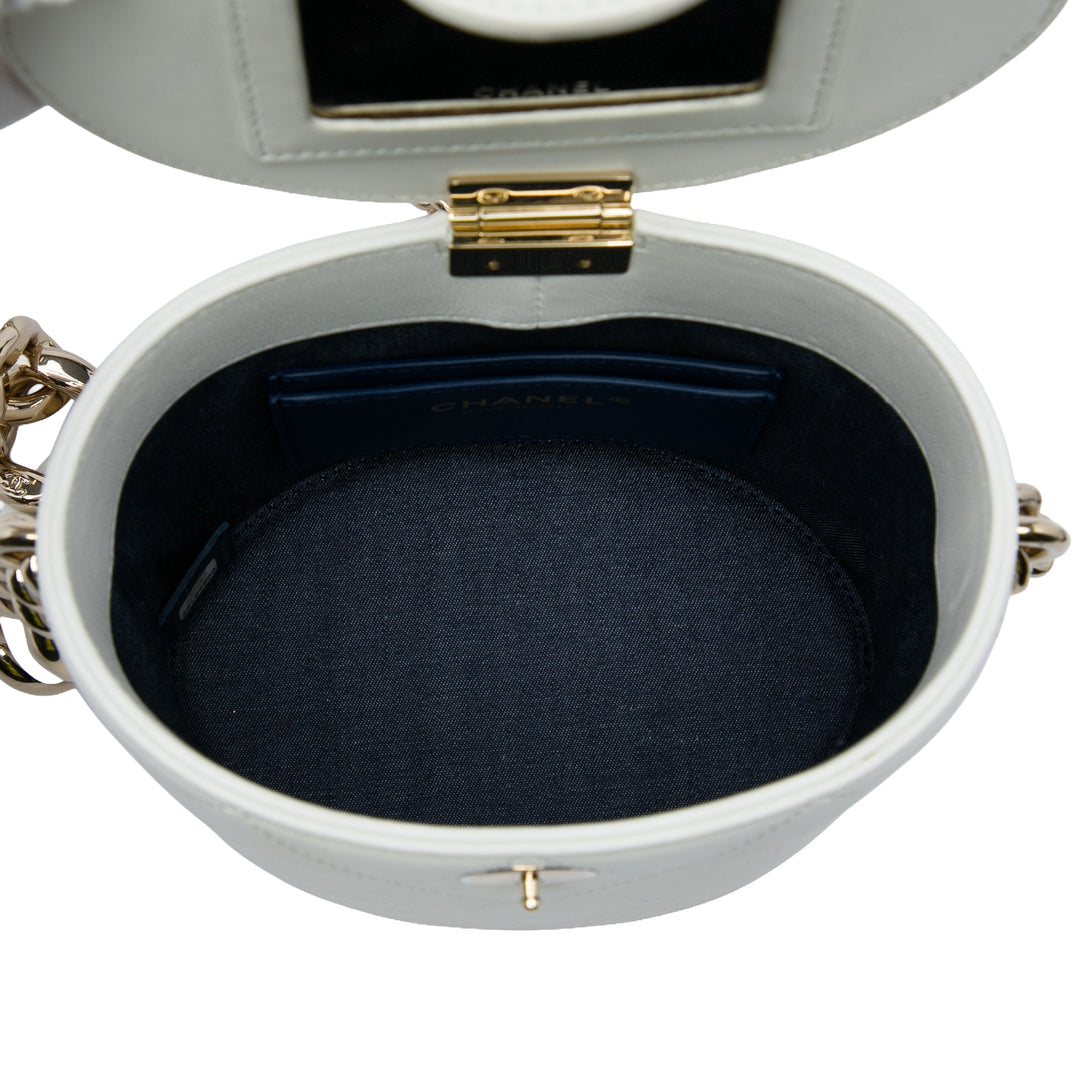 Chanel CC Elegant Chaîne Vanity Cuir d'agneau Blanc – vue 4 – GABY PARIS