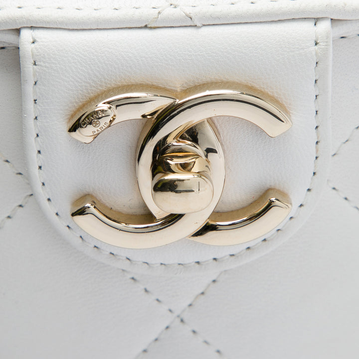 Chanel CC Elegant Chaîne Vanity Cuir d'agneau Blanc – vue 5 – GABY PARIS