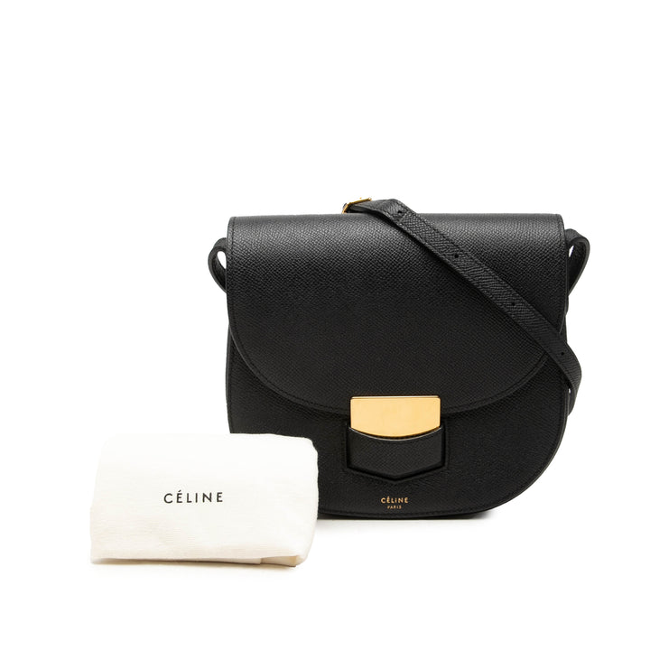 Celine grainé Trotteur Sac Petit Cuir de veau grainé Noir – vue 7 – GABY PARIS