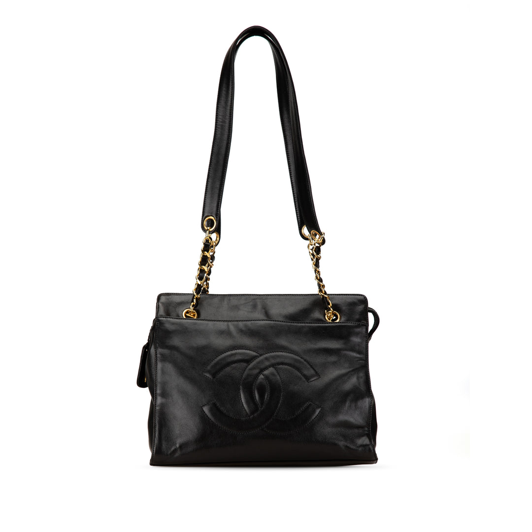 CC Lambskin Chain Tote Black - Gaby Paris