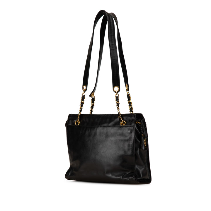 CC Lambskin Chain Tote Black - Gaby Paris